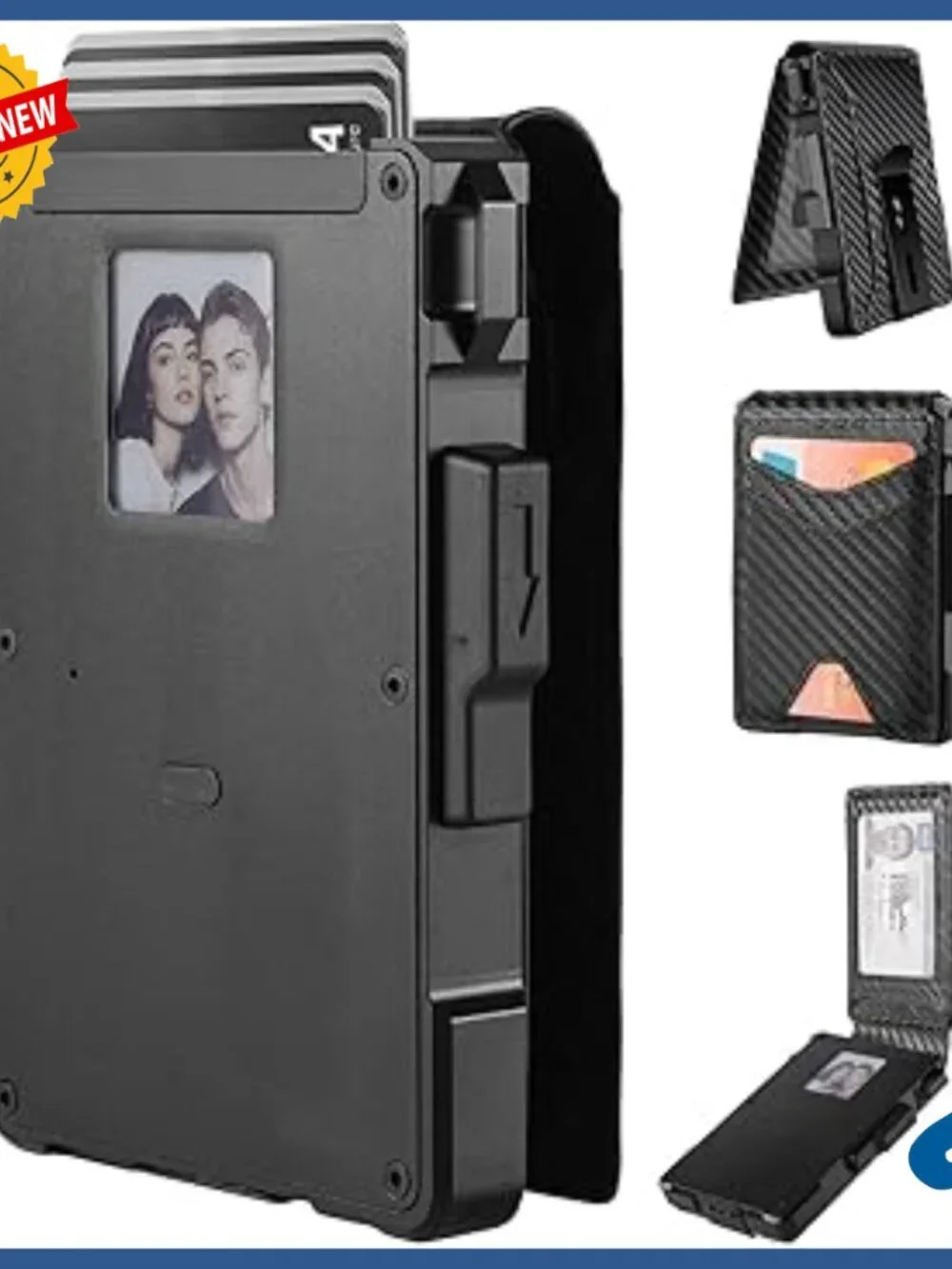 Aluminum RFID Blocking Bifold Wallet with E-Ink Display & Money Clip